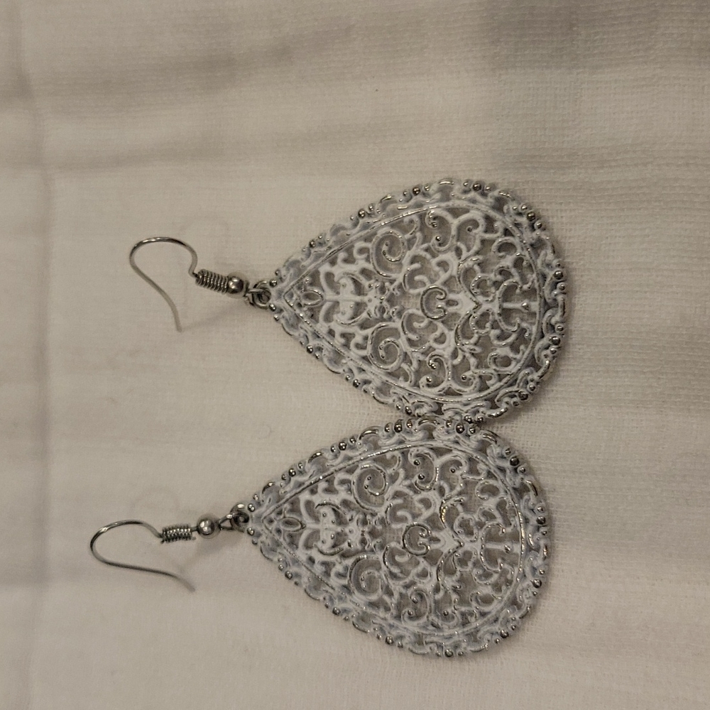 Used fish hook teardrop earrings